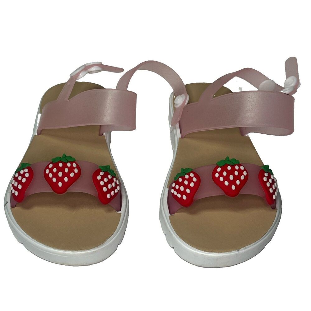 Chatties Toddlers Strawberry 9/10 Pink/ Red Sandals Strawberry Front Open Toe